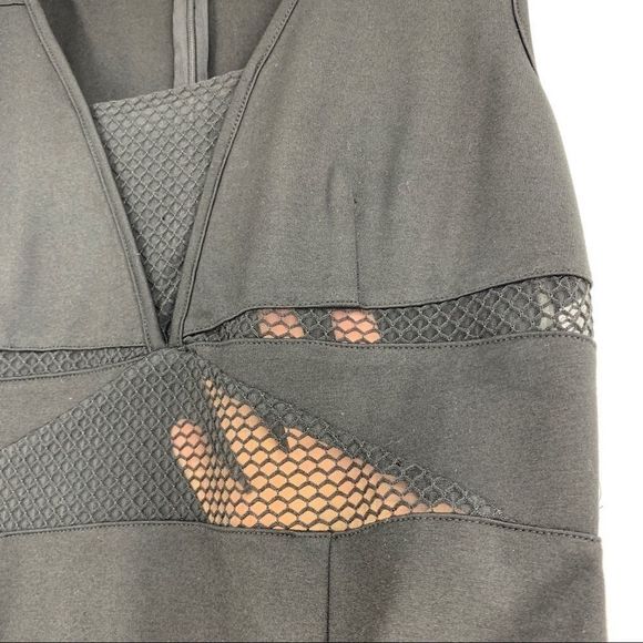 Glamorous Dress Large 9290 Black Scuba Mesh Cut - Picture 3 of 7